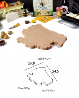 Tagliere in legno a forma di regione Abruzzo - dimensione 29.8 x 34.5 - Elga Design