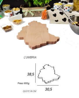 Tagliere in legno a forma di regione Umbria - dimensione 38.5 x 30.5 - Elga Design