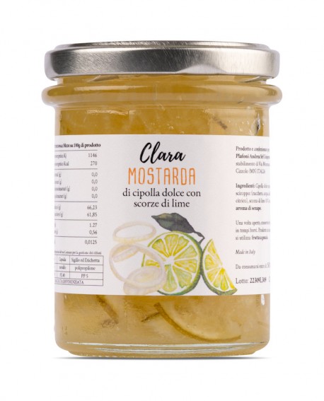 Mostarda di cipolla dolce con scorze di Lime Clara - vaso 240g - condimento artigianale - Agricola Clara Plafoni Andrea
